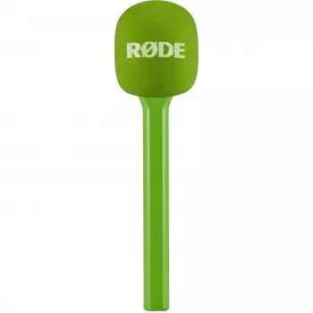 Micrófono de mano para entrevistas Rode Interview GO — micrófono compacto con cable, verde