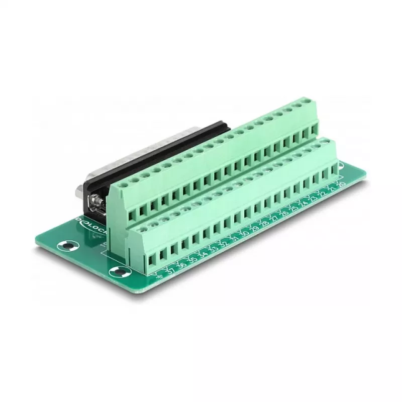 DeLOCK D-Sub de 37 pines conector macho a regleta de bornes para carril DIN 51 mm 30 mm 116 mm