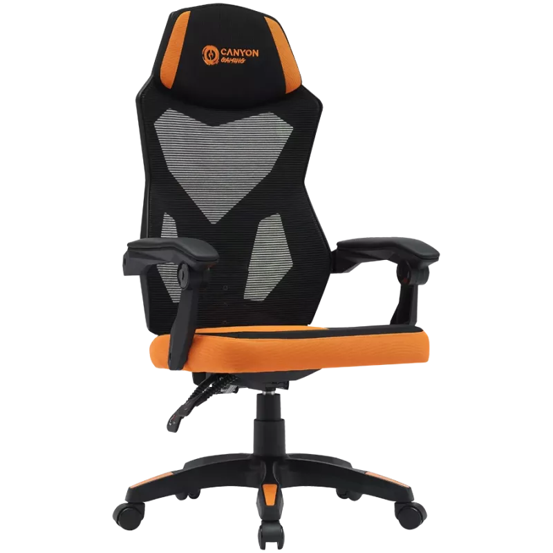 Silla gaming CANYON Wave MCH02 — respaldo de malla, diseño ergonómico, negro/naranja