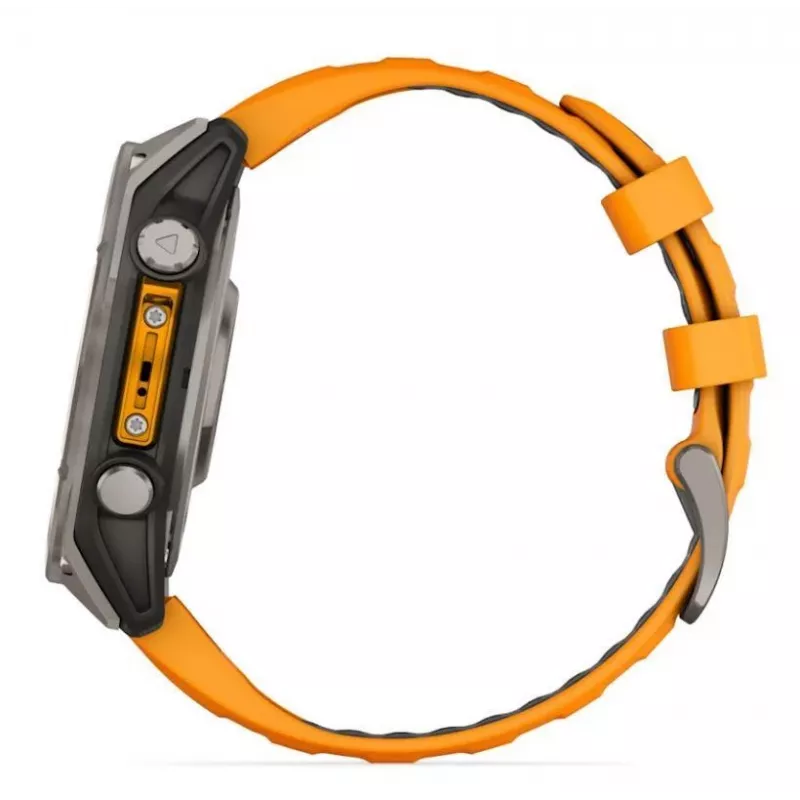 Garmin fenix 8 AMOLED Sapphire 51 mm reloj inteligente GPS, pantalla táctil de 3,56 cm (1,4") 454 x 454, Wi-Fi, correa de silicona Spark Orange/Graphite, titanio