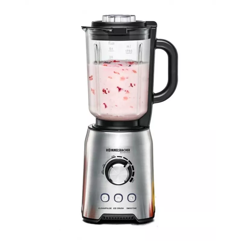 Batidora de mesa Rommelsbacher MX 1250 — 1200 W, 1,75 l jarra de cristal, Acero inoxidable