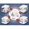 Adaptador de viaje universal GEMBIRD TPA-INT-01-W — entrada 100–250 V, conector Type-G, dimensiones compactas 84×56×85 mm