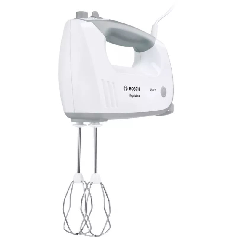 Batidora de mano Bosch MFQ36400 — 450 W, 5 velocidades, turbo, cable de 1,3 m, gris/blanco
