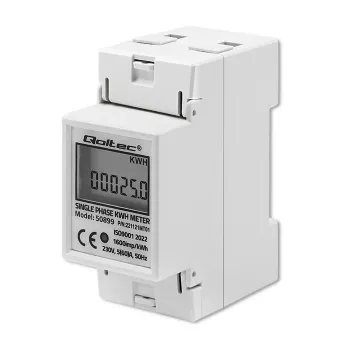 Medidor de consumo eléctrico monofásico QOLTEC 50899 230 V 50 Hz, 5(60)A, clase 1.0, LCD