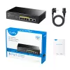 Switch de red Cudy FS1006P Fast Ethernet 6 puertos (4 PoE, 1 PoE+) 10/100 Mbit/s, 1,2 Gbit/s de ancho de banda, carcasa metálica, montaje en rack/pared