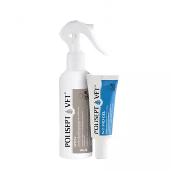 Botiquín veterinario de primeros auxilios JM Sante Polisept Vet para perros y gatos – set de pomadas para el cuidado de heridas, 150 g, caja de cartón
