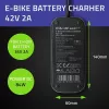 Cargador rápido Qoltec para patinete eléctrico XIAOMI / e-bike de 36V | 42V | 2A | 8,0*8,0mm+Pin | impermeable + cable de alimentación