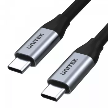 Cable de datos y carga USB-C a USB-C Unitek C14082ABK 1 m, USB 3.2 Gen 2 (10 Gbit/s), 100 W PD, Negro