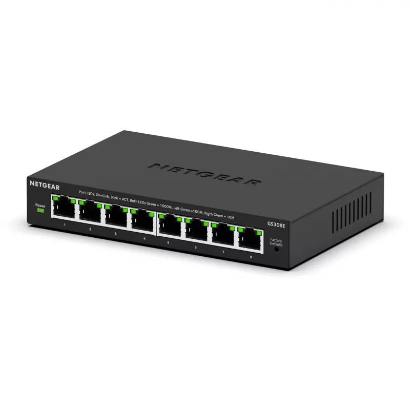 NETGEAR GS308E switch gestionado L2/L3 Gigabit Ethernet (10/100/1000) negro