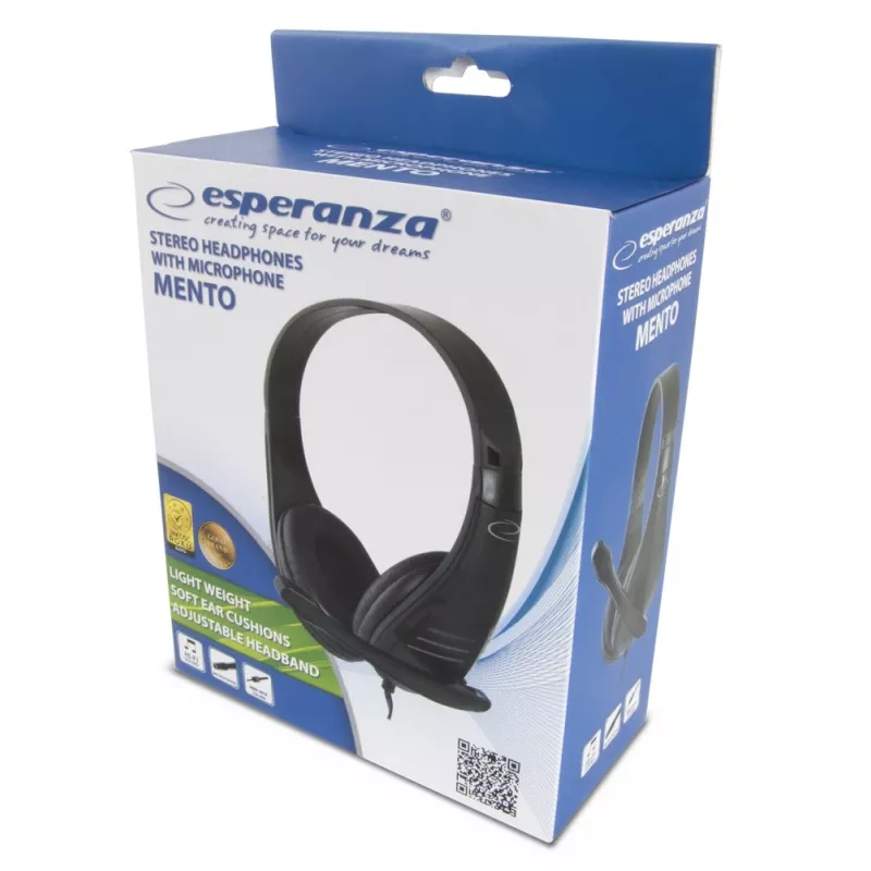 Esperanza EH209K Auriculares/Auriculares con micrófono con diadema Negro
