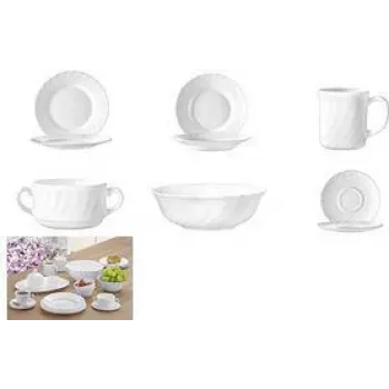 Plato sopero Esmeyer Trianon hondo 225 mm blanco vidrio — pack de 6 uds., apto para lavavajillas