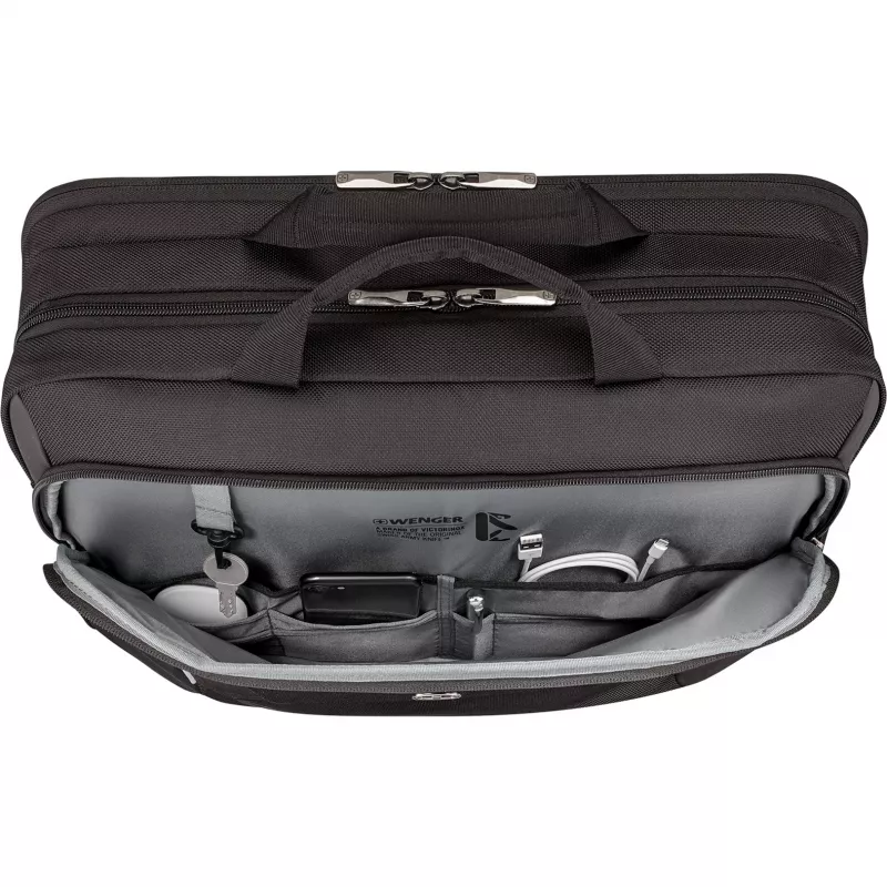 Maletín portátil Wenger XE Brief 17 – compatible con portátiles de 17 pulgadas, compartimento para tablet, negro