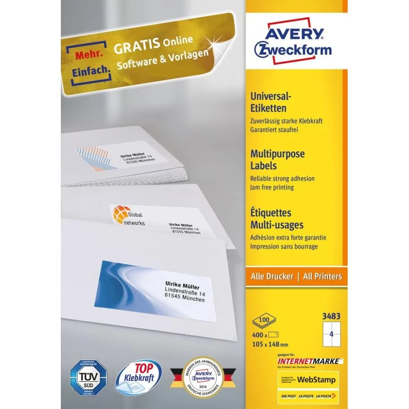 Etiqueta autoadhesiva rectangular Avery 3483