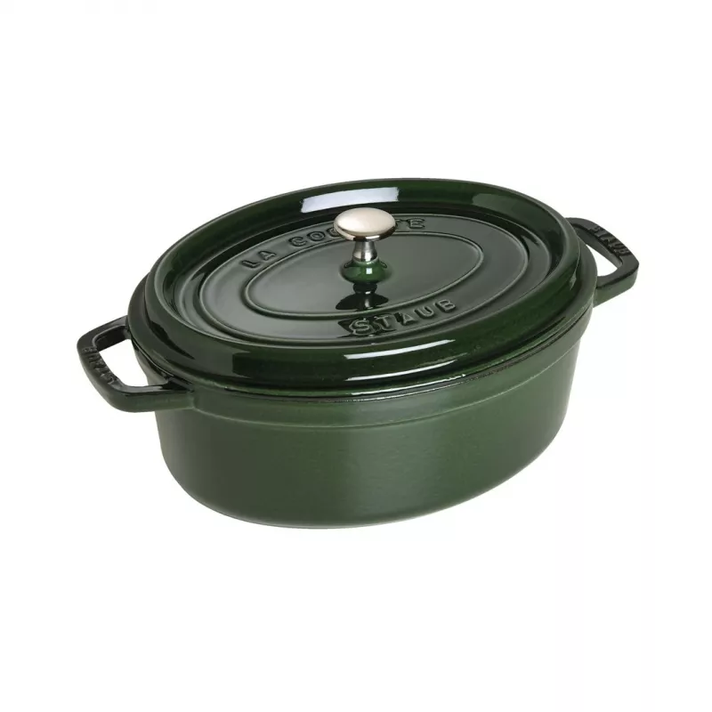 Staub La Cocotte 33 cm olla de asar ovalada de hierro fundido, verde albahaca