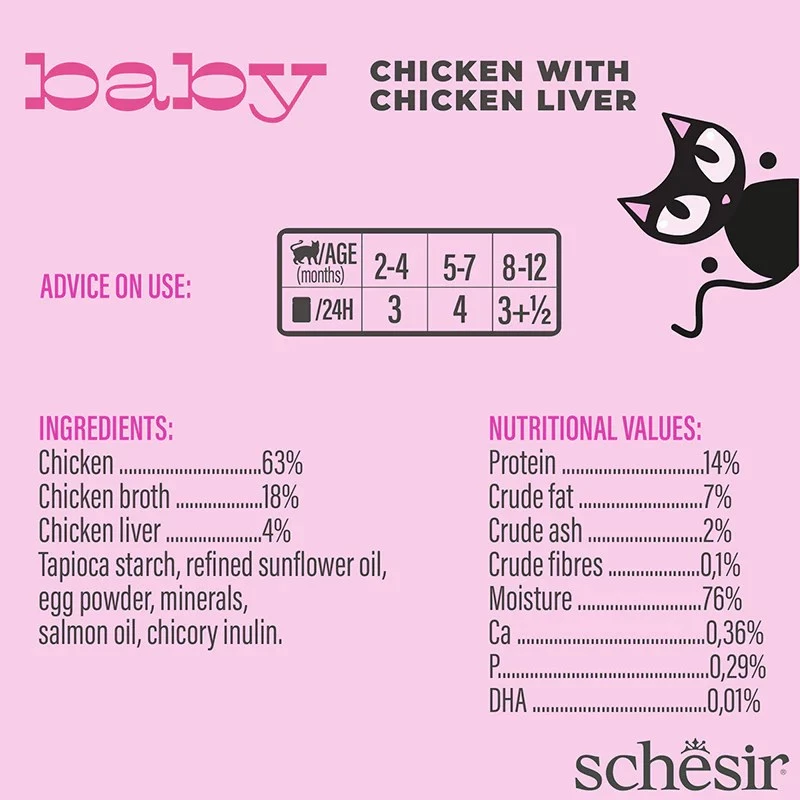 Comida húmeda para gatos Agras Pet Foods Schesir Baby en caldo 70 g — pollo, sin cereales, para gatitos