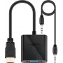 Wentronic Goobay Adaptador HDMI / VGA [1x conector macho HDMI - 1x conector hembra VGA, conector hembra jack 3.5 mm] Negro Goobay (68793)