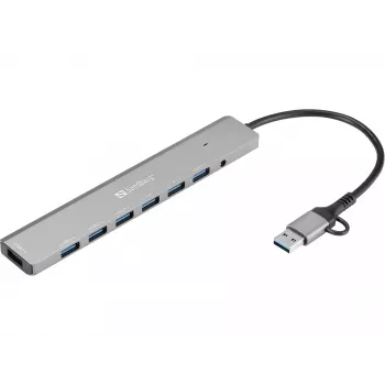 Hub USB SANDBERG 136-66 — 7 puertos USB 3.0, externo con alimentación