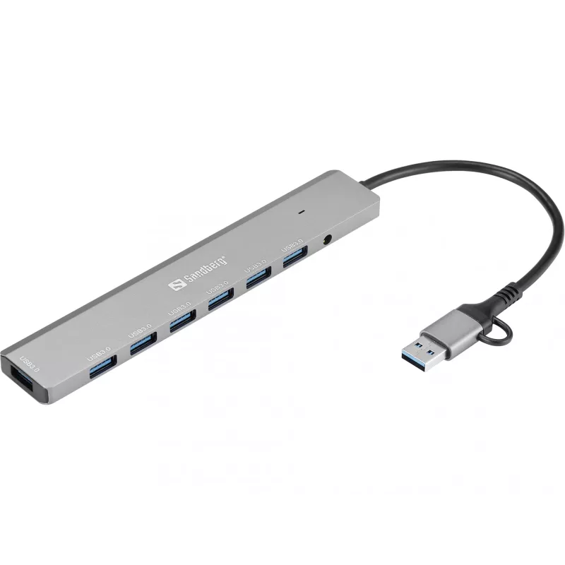 Hub USB SANDBERG 136-66 — 7 puertos USB 3.0, externo con alimentación