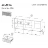 Cómoda cama meble ALMERA 156×42×75 cm, nogal/cashmere, 3 cajones, aglomerado