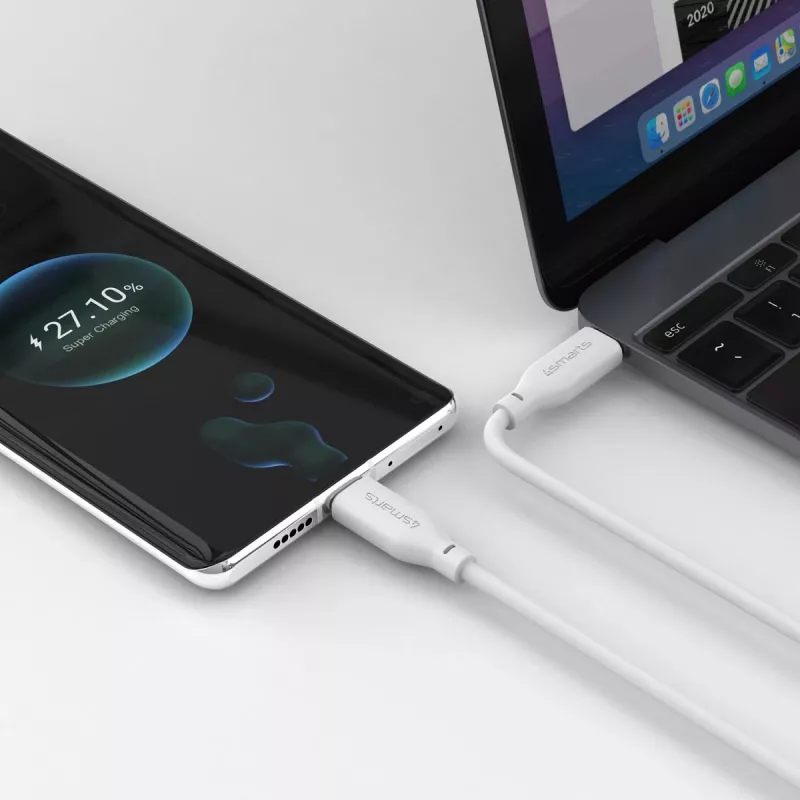 Cable de silicona 4smarts USB-C / USB-C High Flex 60W 1,5 m blanco