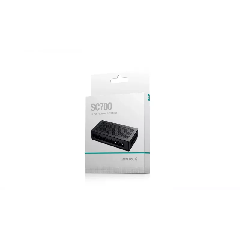 Hub RGB DeepCool SC700 12 puertos Addressable RGB, 12 ARGB de 3 pines, soporte magnético, negro, 45×84×15 mm