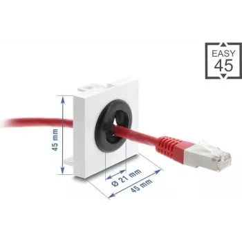 Delock 91074 Easy 45 pasacables, redondo, blanco/negro