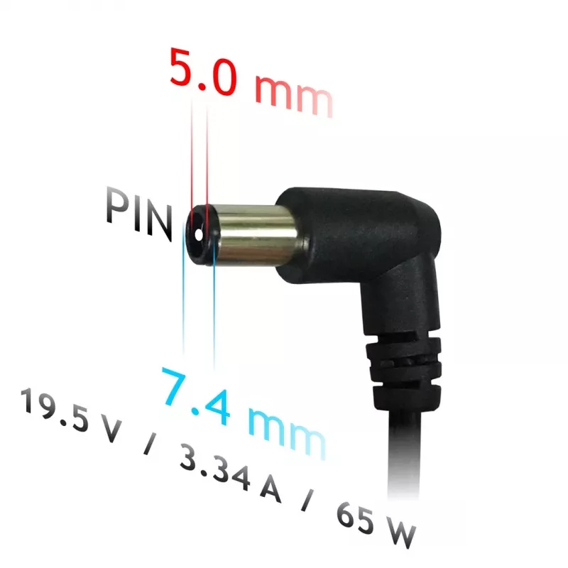 Fuente de alimentación para portátil Akyga AK-ND-05 19,5 V / 3,34 A, 65 W, conector 7,4 x 5,0 mm con pin, para Dell