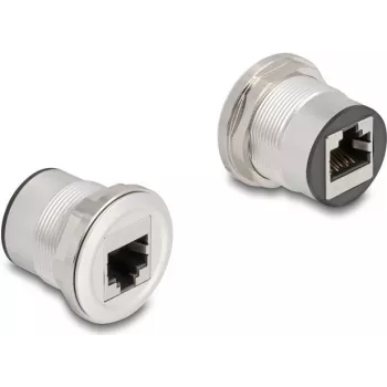DeLOCK 88190 toma 2 x RJ-45 negro plata