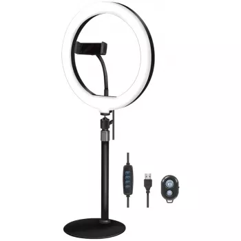 LogiLink trípode con anillo de luz para smartphone con disparador remoto para smartphone de 10,16 cm - 17,78 cm (4 - 17,80cm (7)), - 1 unidad (AA0152)
