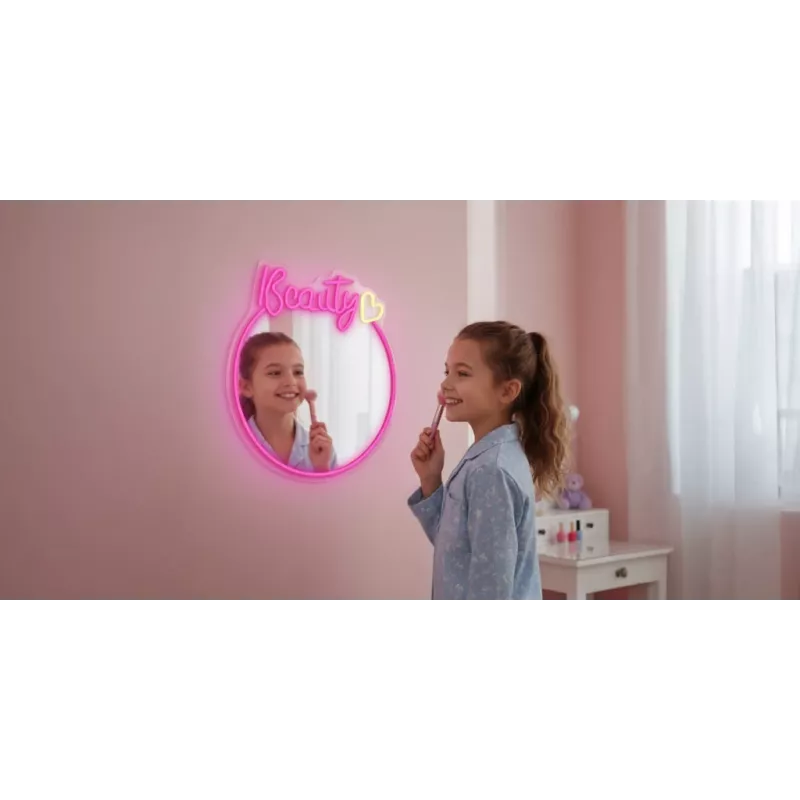 Luz LED de neón para espejo MANTA MASNL130PK Style Neon Lights BEAUTY, acento rosa, iluminación decorativa para espejo