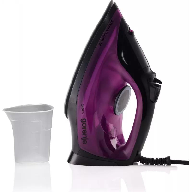 Gorenje SIK2400BKV plancha de vapor, 2400 W, capacidad del depósito de agua 450 ml, vapor continuo 40 g/min, apagado automático, Lila/Negro