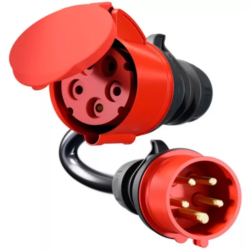 Adaptador para Gemini flex 22 kW CEE rojo trifásico 32A > CEE rojo 16A negro 30cm