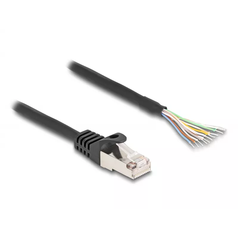 Cable DeLOCK RJ50 conector macho a extremos de cable abiertos S/FTP 0,25 m negro
