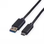 ROLINE - Cable USB - USB Type-C (M) - USB Type-A de 9 pines (M) - 50 cm (USB 3.1) - encapsulado - Negro (11.02.9010)