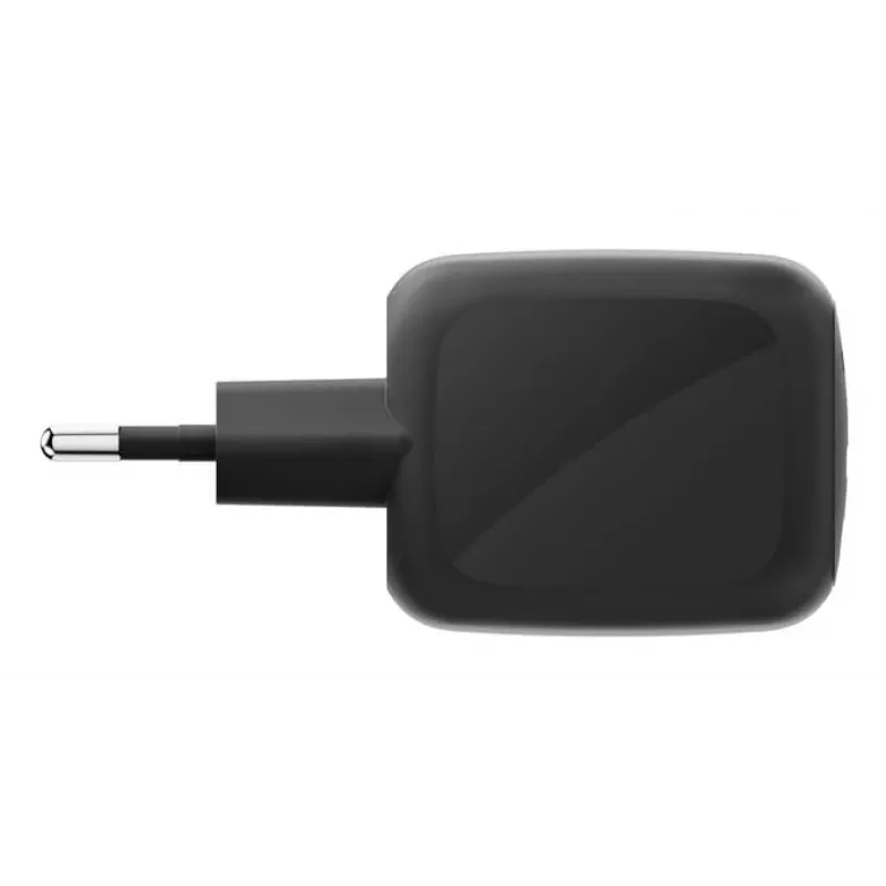 Cargador rápido AC de interior Belkin WCH020kqBK, 2× USB-C, compatibilidad universal, protección eléctrica, negro