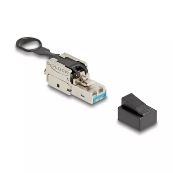Conector macho RJ45 DeLOCK montaje en campo Cat.6A sin herramientas plata conector macho