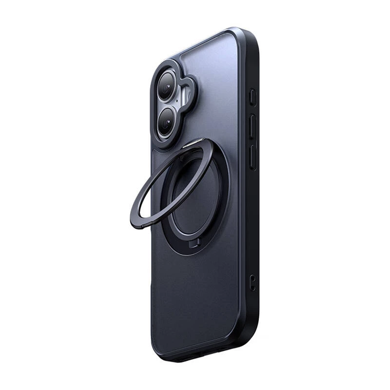Funda protectora Mcdodo PC-4930 MagSafe para iPhone 16 con soporte integrado, negra