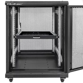 Qoltec 54509 bandeja deslizante de acero para rack, 600x600, negro
