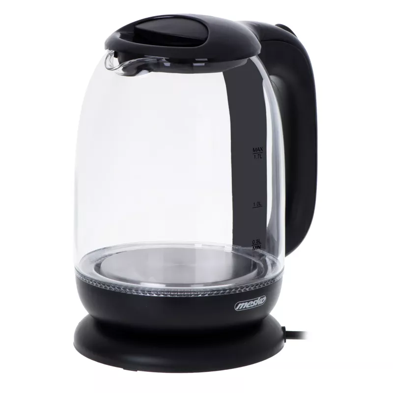 Mesko | Hervidor | MS 1302b | Eléctrico | 2200 W | 1,7 L | Vidrio | Base giratoria 360° | Negro