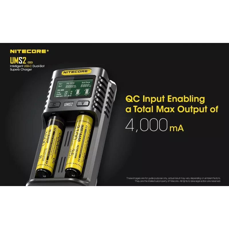 Nitecore UMS2 cargador de baterías pila doméstica DC litio-ion níquel-cadmio