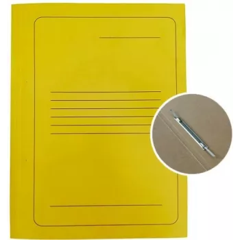 Carpeta de proyecto A4 cartón Smiltainis con clip metálico, amarillo impreso