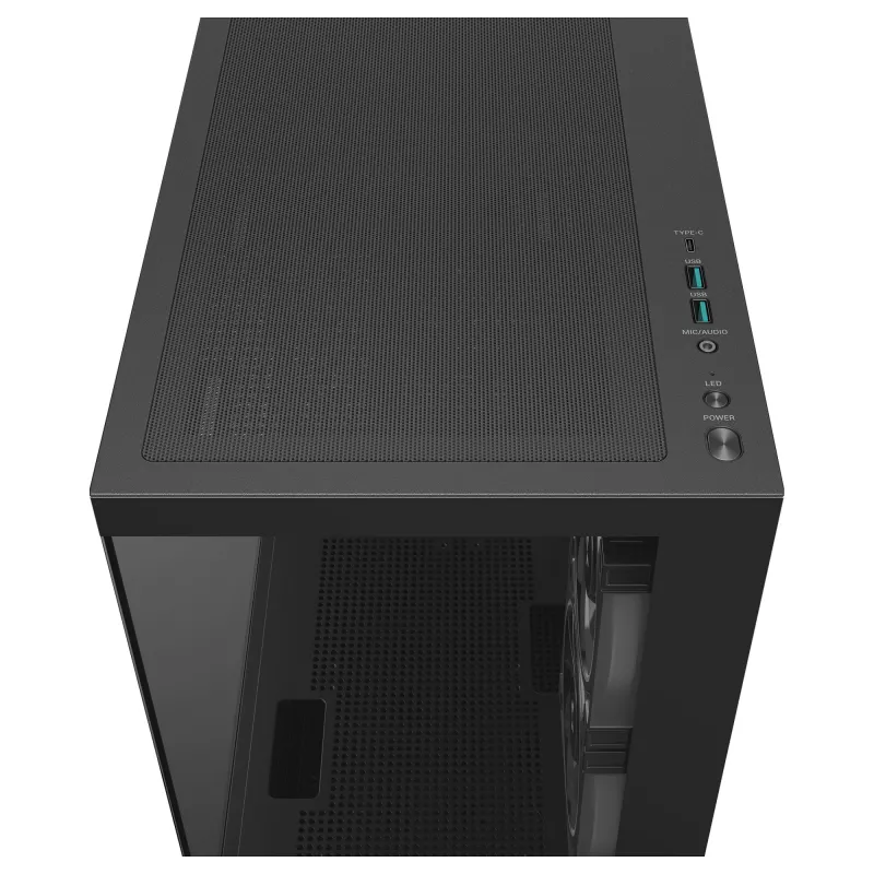 Caja semitorre PC DeepCool CG380 3F – Negra, 235×437×451 mm, compatible con 2x120 mm lateral + 1x120 mm trasero, fuente de alimentación abajo, HDD de 2,5 inch/3,5 inch