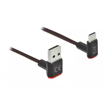 Cable USB DeLOCK EASY-USB 2.0 conector macho Type-A a conector macho Type-C acodado 0,2 m negro