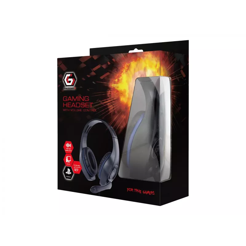 Auriculares gaming con cable GEMBIRD GHS-05-B, circumaurales, 20–20000 Hz, cable de 2 m, 250 g, negro/azul