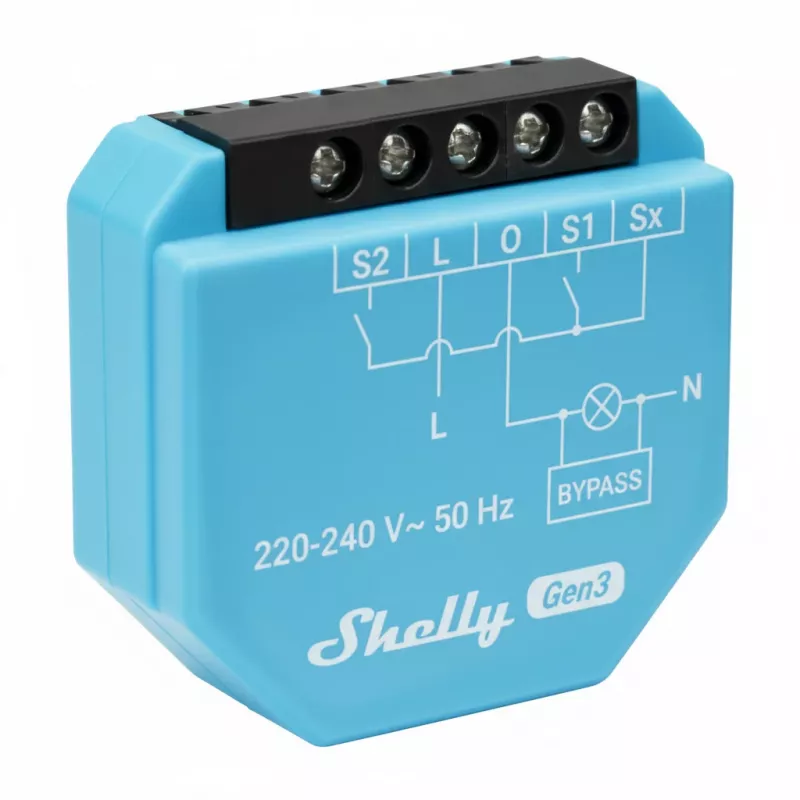 Shelly 2L Gen3 relé Wi-Fi de 2 canales sin neutro