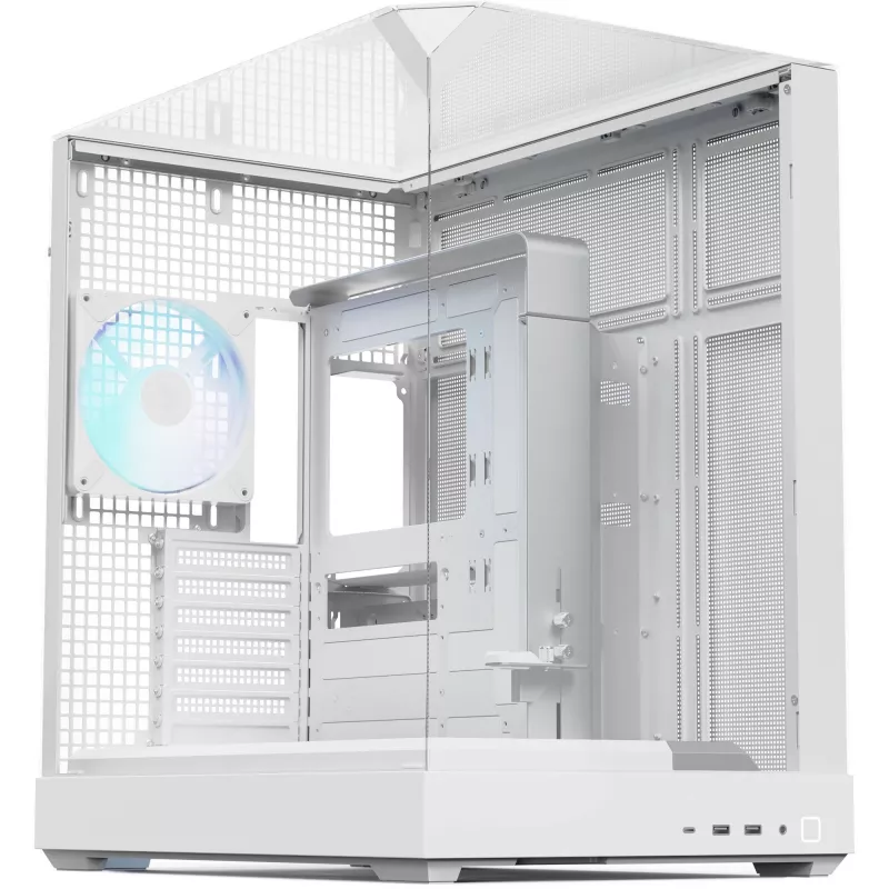 Caja de torre APNX V2 — blanca, paneles de cristal templado x3
