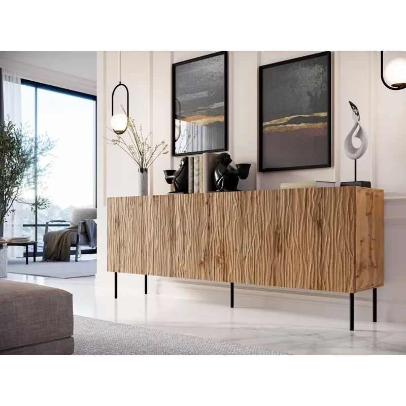 Cómoda JUNGLE 190x40.5x74.5 roble wotan + patas negras