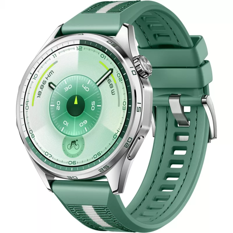 Reloj inteligente Huawei WATCH GT 6 46 mm, AMOLED 1,47" 466 x 466, pantalla táctil, GPS, 64 GB, caja de acero inoxidable, correa tejida verde