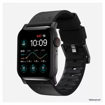 Correa Nomad Modern Strap negra de cuero activo con conector negro 42/44/45/49 ProV2
