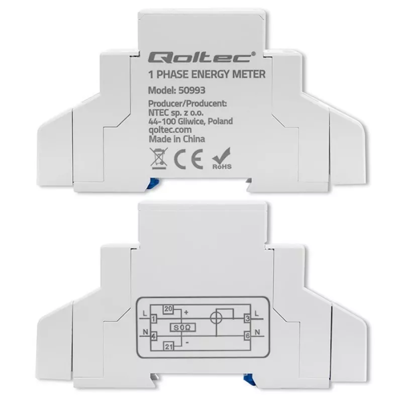 Contador electrónico monofásico QOLTEC 50993 230V 30A